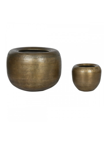 Комплект саксии Home ESPRIT Златен Алуминий 64 x 64 x 47 cm