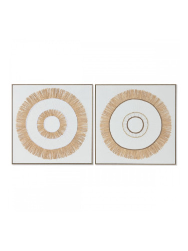 Пластно Home ESPRIT Бял Естествен Boho 92 x 4,5 x 92 cm (2 броя)