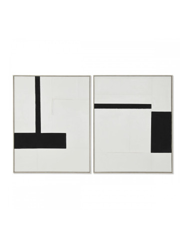 Картина Home ESPRIT Бял Черен Абстрактен Модерен 82 x 3,8 x 102 cm (2 броя)