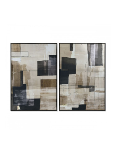 Картина Home ESPRIT Черен Бежов Абстрактен Град 83 x 4 x 123 cm (2 броя)