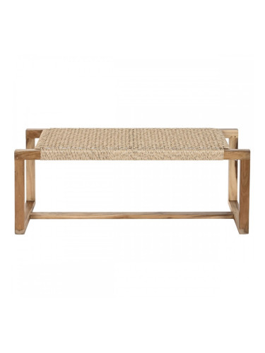 Табуретка Home ESPRIT Кафяв Синтетични влакна влакно тиково дърво 120 x 40 x 45 cm