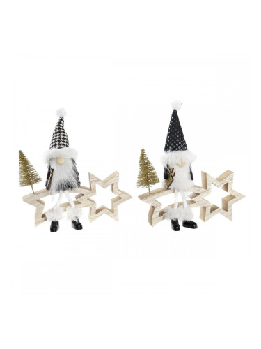 Коледна звезда DKD Home Decor полиестер MDF Звезда (2 броя) (18 x 6 x 19 cm)