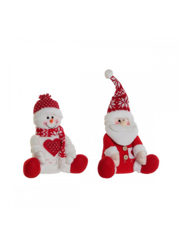 Коледна Украса DKD Home Decor Бял Червен 24 x 14 x 30,5 cm (2 броя)