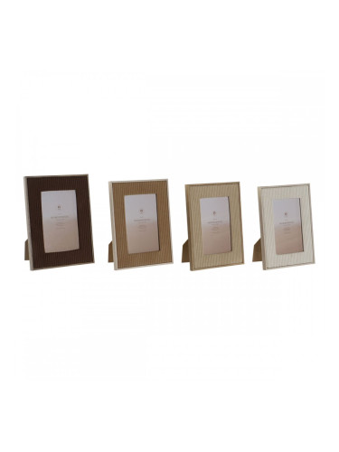 Рамка за снимки Home ESPRIT Кафяв Бежов Кадифе Кристал Модерен (4 броя)