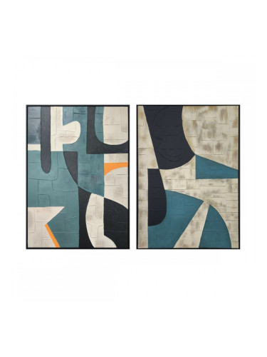 Картина Home ESPRIT Черен Зелен Град 83 x 3,5 x 123 cm (2 броя)