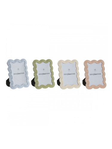 Рамка за снимки Home ESPRIT Син Бял Зелен Розов Кристал ABS Скандинавски (4 броя)