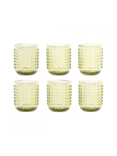 Комплект Съдове Home ESPRIT Зелен Кристал С облекчение 275 ml (6 броя)