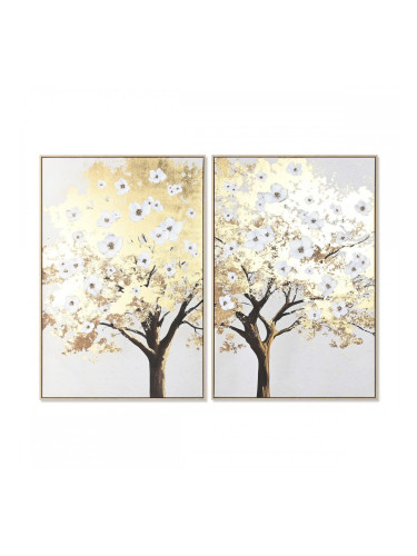 Картина Home ESPRIT Кафяв Сив Златен Дърво Модерен (2 броя)