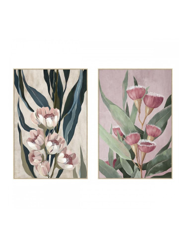 Картина Home ESPRIT Зелен Розов Lilled Модерен (2 броя)