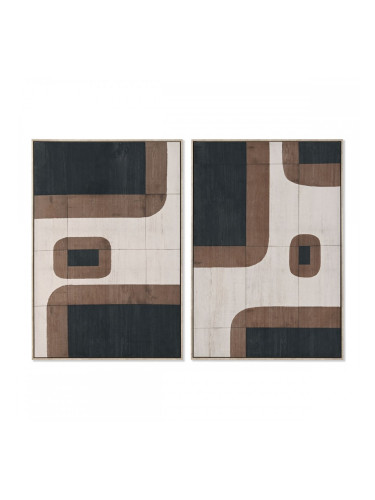 Картина Home ESPRIT Кафяв Бежов Абстрактен Кадифе Град (2 броя)
