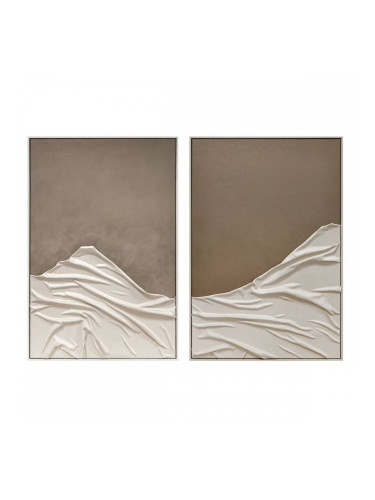 Картина Home ESPRIT Бял Бежов Модерен Град 83 x 4 x 123 cm (2 броя)