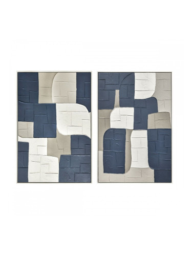 Картина Home ESPRIT Син Бял Абстрактен Град 83 x 4 x 123 cm (2 броя)