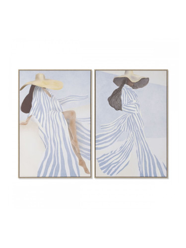 Картина Home ESPRIT Син Бял Средиземноморско (2 броя)