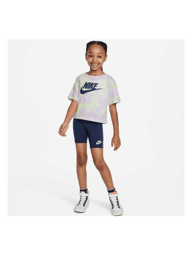 ДЕТСКИ СПОРТЕН ЕКИП ЗА МОМИЧЕ NIKE G BOXY TEE & BIKE SHORT БЛЕДОЛИЛАВ/ТЪМНОСИН