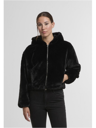 Суичър Ladies Full Zip Faux Fur Hoodie black XS