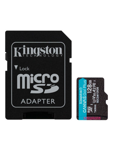 Флаш памети Kingston 128GB microSDXC Canvas Go Plus Gen4 200MB/s A2 U3 V30 Card + Adapter SDCG4/128GB SDCG4/128GB