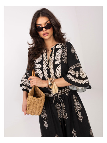 Черен летен тоалет с шарки