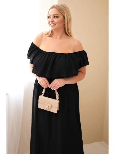 Рокля Kesi Plus Size макси с волани, черна