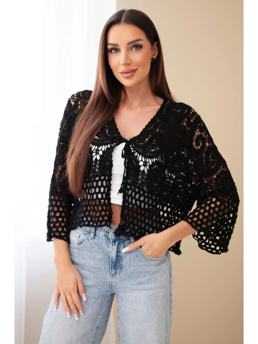 Дамски летен ажурен пуловер с копчета Kesi Włoski
