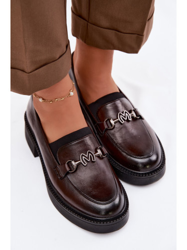 Дамски кожени мокасини с декоративен детайл Vinceza