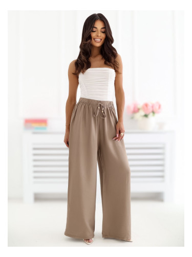 Тъмнобежови панталони с връзки