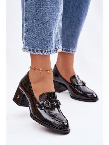 Дамски кожени мокасини с токчета Vinceza