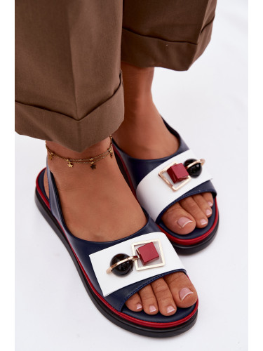 S. BARSKI Дамски кожени сандали с декорация