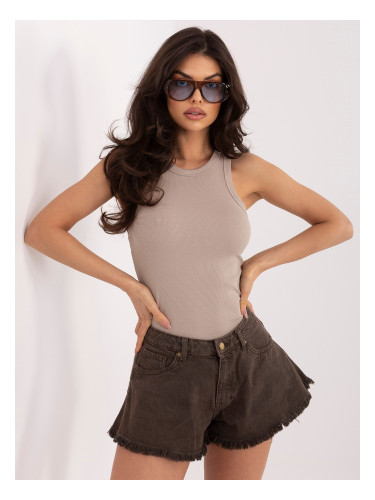 Тъмно бежов памучен топ