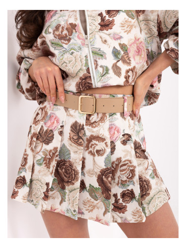 Кафяви плисирани шорти с флорален мотив