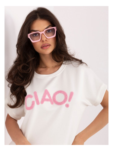 Екрю овърсайз блуза с къс ръкав