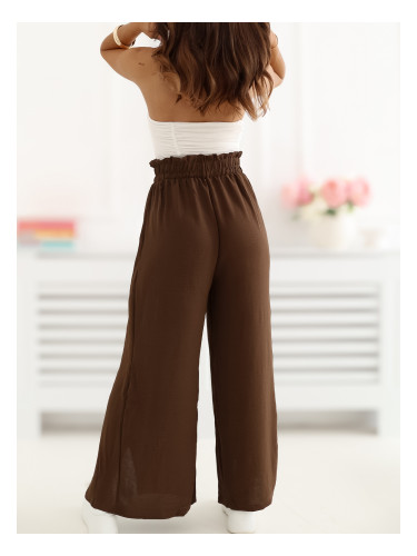 Тъмнокафяви широки панталони с цепки