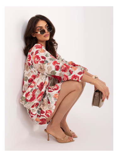 Червено флорално преходно яке