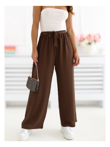 Тъмнокафяв широк панталон от вискоза