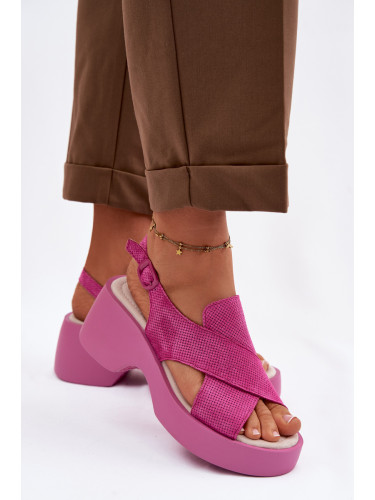 Дамски кожени сандали на платформа S. Barski