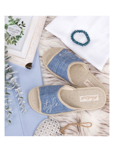 Дамски чехли Natural Style NS-096 синьо-бежови