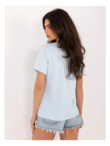 Светлосиня дамска тениска с пайети