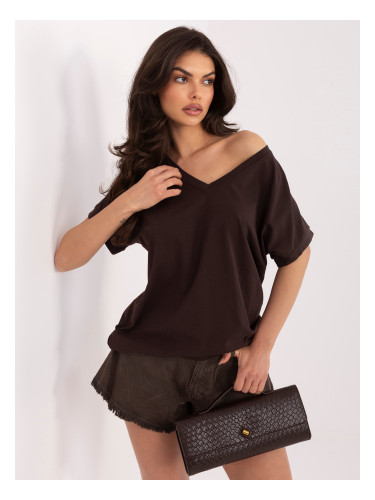 Тъмнокафява дамска блуза с голям размер