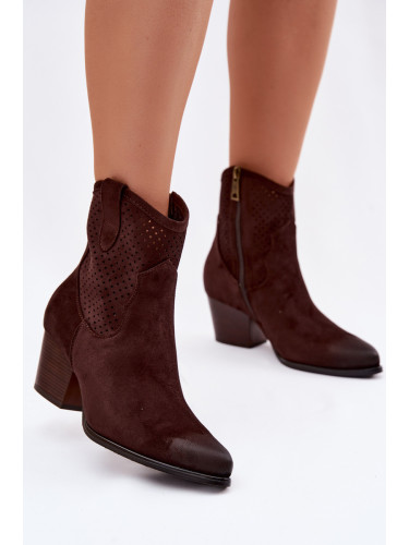 Дамски перфорирани каубойски ботуши Vinceza