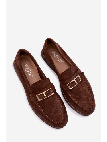 Дамски велурени мокасини с катарама