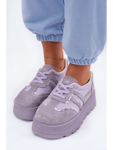 Дамски велурени маратонки на платформа GOE