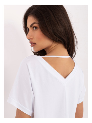 Бяла овърсайз блуза с къс ръкав