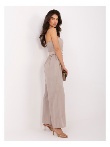 Елегантен дамски гащеризон, тъмнобежов