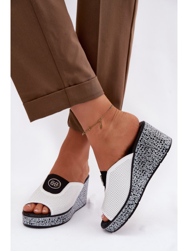 S. BARSKI Кожени сандали на платформа с декорация