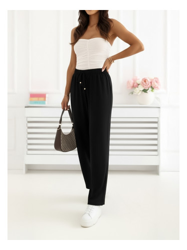 Черни летни панталони с висока талия