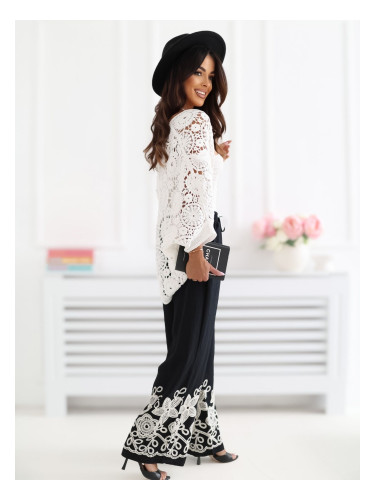 Черни летни панталони с широки крачоли