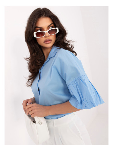 Светлосиня памучна риза