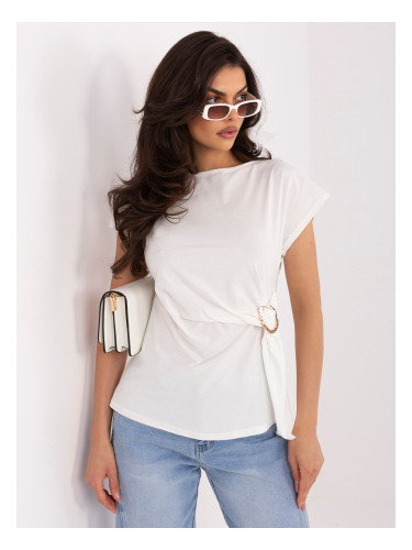 Памучна блуза в екрю с декоративни детайли