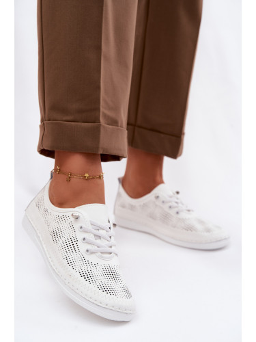 S. BARSKI Дамски кожени мокасини с дишащ модел