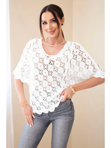 Дамски пуловер с копчета и дълъг ръкав, черен