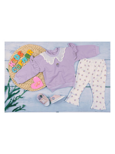 Пролетен бебешки комплект за момиче лилава Ягодка